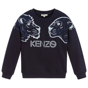 Kenzo Blue Glittery Embroidered Lion Sweater sz 12
